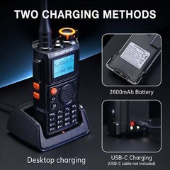 Baofeng K6 5W Tri-Band Ham Radio UHF/VHF/1.25M/NOAA/FM/Air Receiver Type-C 999CH
