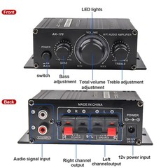 400W 12V 2 Channel Powerful Stereo Audio Power Amplifier HiFi Bass Amp Car Home