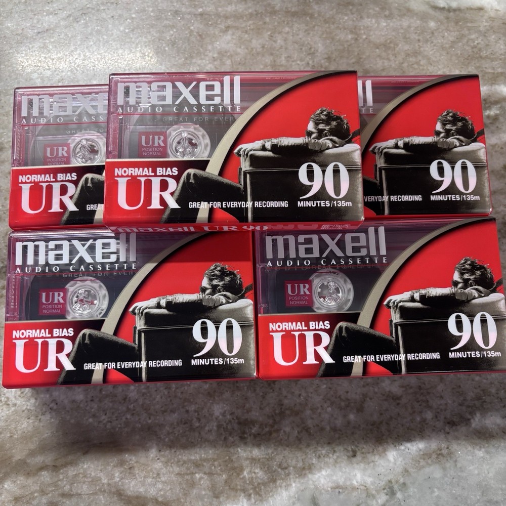Maxell UR 90 Minute Lot Of 9 Blank Audio Cassette Tapes New Factory Sealed