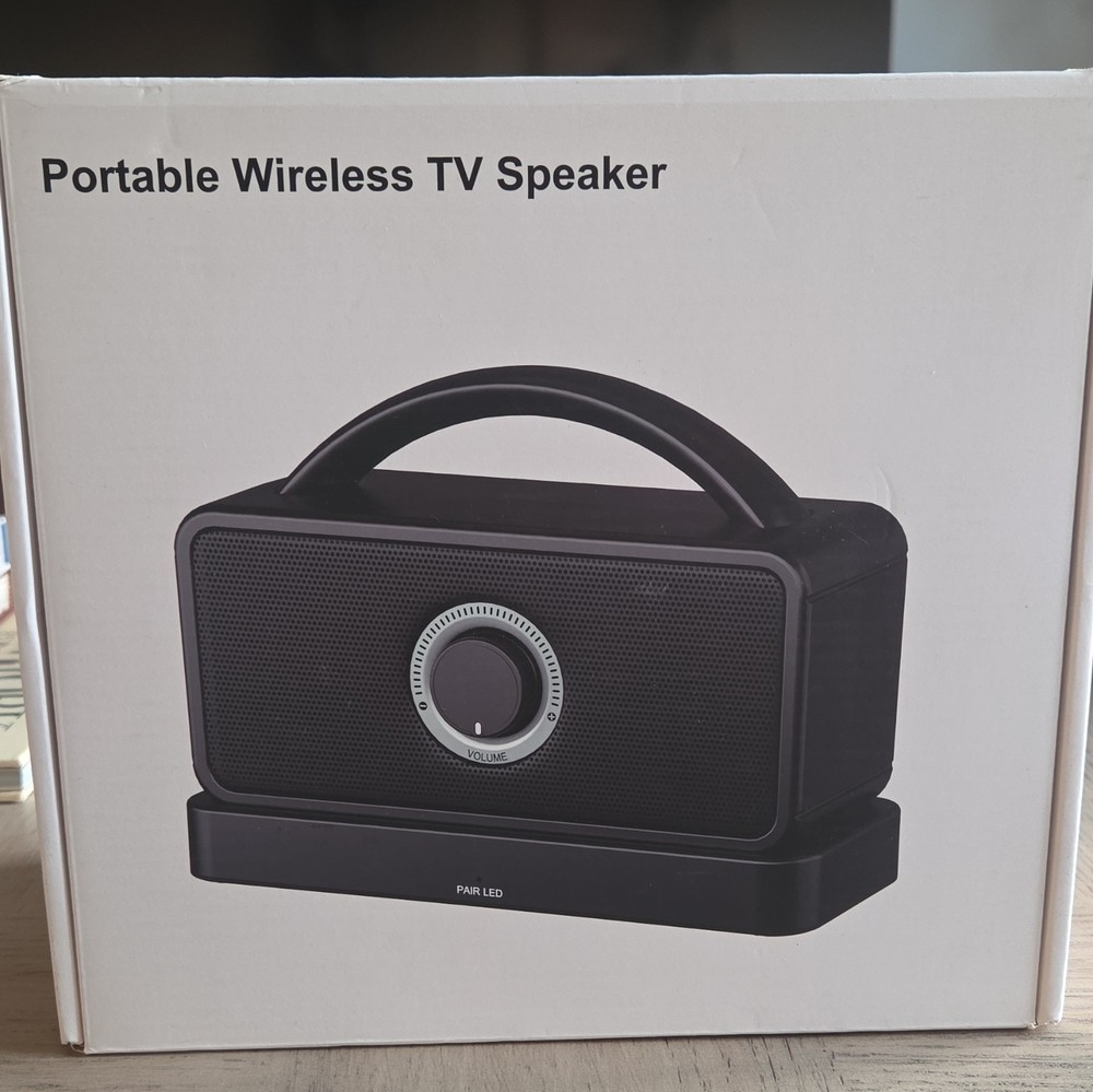 Wireless Portable TV Speaker 2.0 Channel Black Carry Handle Model Rohs