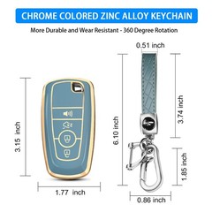 QBUC for Ford Key Fob Cover, Soft TPU Full Protection 4 Buttons, Blue