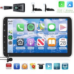 Android Auto Single 1 DIN 10.1″ Car Stereo GPS Radio Floating QLED Screen+Camera