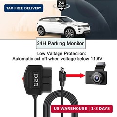 OBD Power Cable for Dash Camera, OBD2 to Mini USB Power Adapter Hardwire Charger