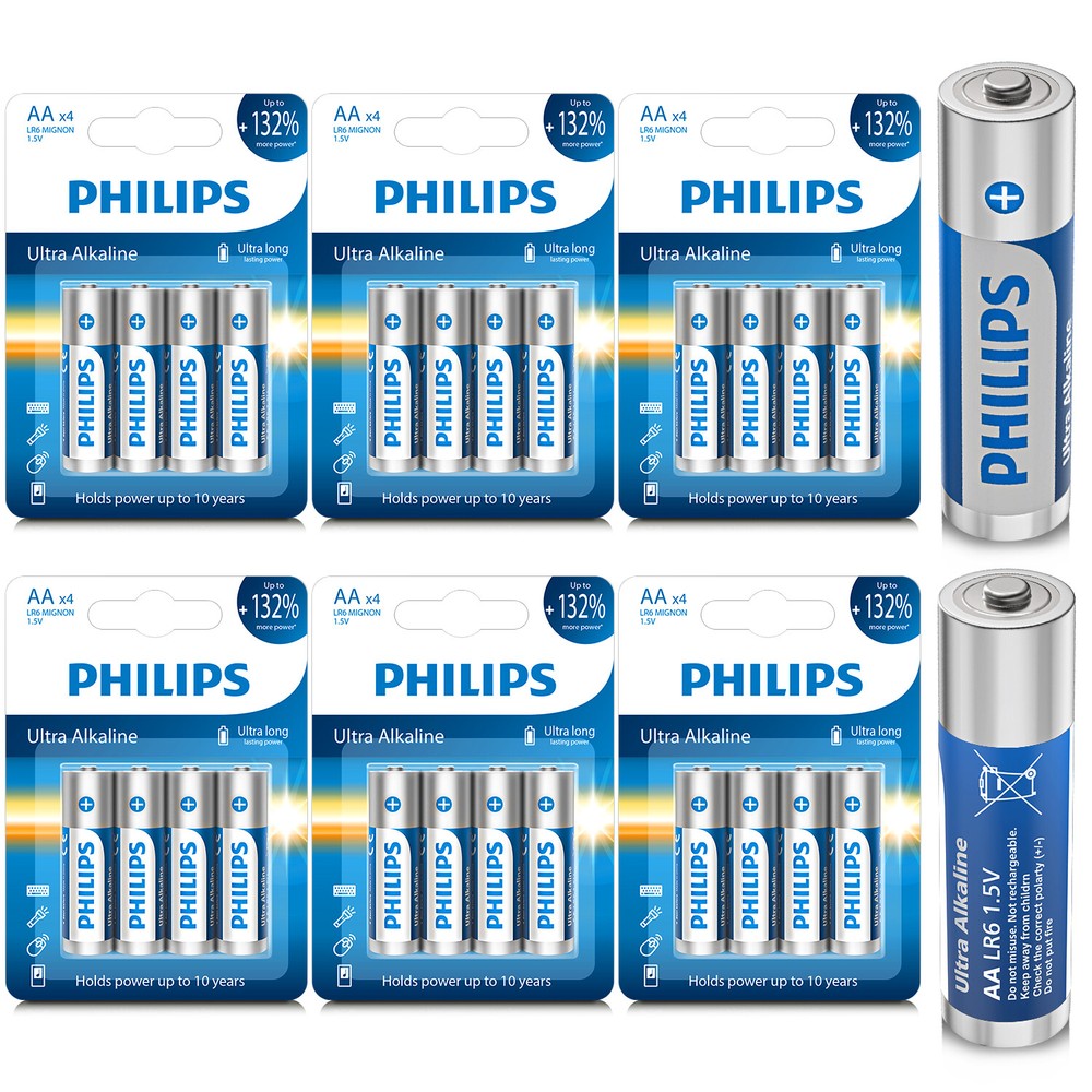 Genuine 100% PHILIPS 24 Packs 1.5v Ultra Alkaline Batteries AAA AA Size New