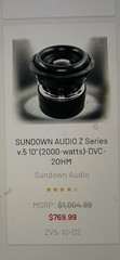 Sundown Audio Z Series v.5 10in DVC Subwoofer 2000W RMS ZV5-10-D2