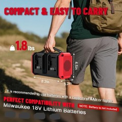 350W Pure Sine Wave Power Inverter fits Milwaukee 18V Battery，DC 18V to 120V AC