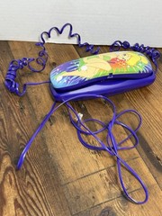 Disney Tinkerbell Trim Line Corded Home Phone Land Line with purple cord Unteste