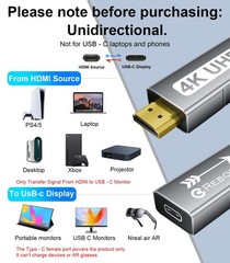 HDMI to USB C Adapter 4K 60Hz | Uni-Directional HDMI Source to Type-C Display…