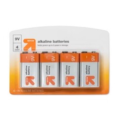 9V Batteries – 4ct: Household Single-Use 9 Volt 4 Pack