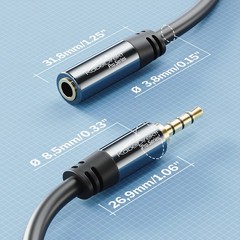 KabelDirekt – Headset Extension Cable – 3ft – Headphone Extension Cord with B…