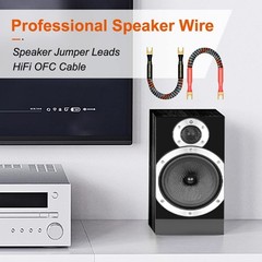 4 x HiFi OFC Speaker Jumper Cable with Spade, 21cm Speaker Cable Bridge Bi-Wi