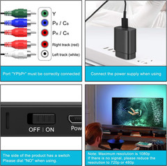 HDMI to Component Converter, HDMI to Ypbpr Adapter Support 1080P/720P