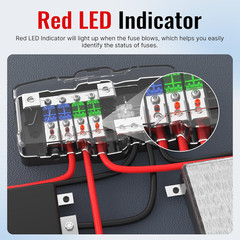 4-Way Fused Power Distribution Block Car Audio 12V 0/4 Gauge with Ground for Aut