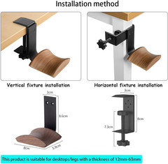 Headphone Holder with 6Cm Wide Walnut Headrest,Adjustable Clamp-On Headset Stand