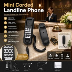 Wall Mount Black Desktop Corded Landline Phone Fixed Telephone Home Office Wired