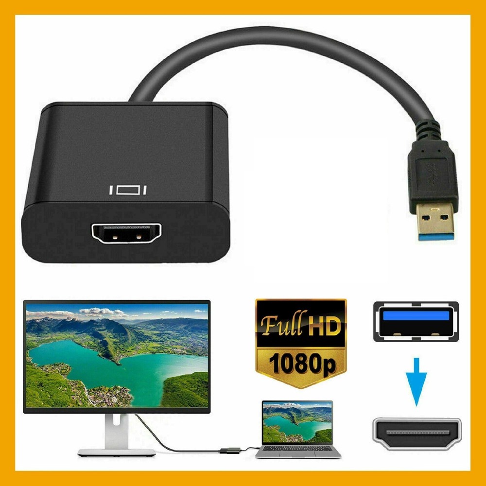 New HD 1080P USB 3.0 to HDMI Video Cable Adapter For PC Laptop HDTV LCD Black