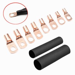 140/240X Battery Cable Lug Tinnrd Copper Ring Crimp Terminals Wire Connector Kit