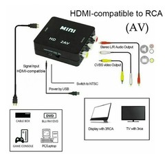 Composite AV RCA to HDMI Video Converter Adapter 720p 1080p Upscaler USB Power