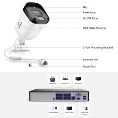 SANNCE 3MP Audio Recording POE Security Camera System 8CH 6MP NVR 2TB IP Network