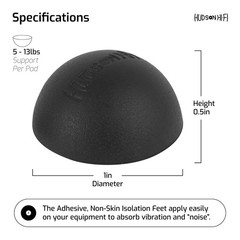 Hudson Hi-Fi Platinum Silicone Hemisphere Non-Skid Isolation Feet w/ Adhesive