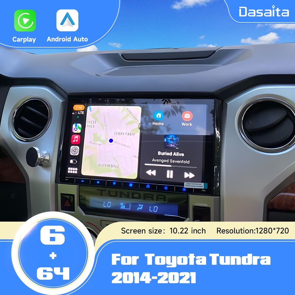 Dasaita Android 13 Car Stereo WiFi BT Navi 10.2″ for 2014-2021 Toyota Tundra