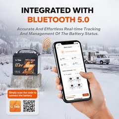 LiTime 12V 50Ah Bluetooth LiFePO4 Lithium Battery 50A BMS For RV Marine Camping