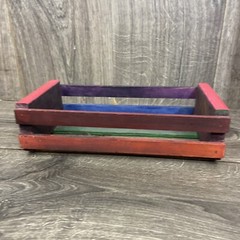Rainbow painted Napa Valley Box 12 Music Cassette Tape Storage Wood Rack Crate