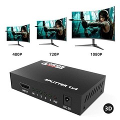 HDMI Splitter Amplifier 1 In 4 Out Duplicator Black