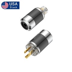 Pair 24k Gold Plated US Power Plug Carbon Fiber HiFi Audio Cable DIY Connector
