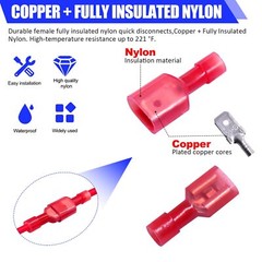 100/500Pcs 22-18 AWG Insulated Male Female Spade Terminals Crimp Wire Connectors