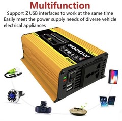 USB Car-Inverter Dual Car Voltage Transformer 3000W DC 12V To AC 110/220V