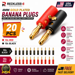 40/30/20/10 PCS 4mm Gold Plated Banana Plugs Audio Jack Speaker Wire Cable Screw