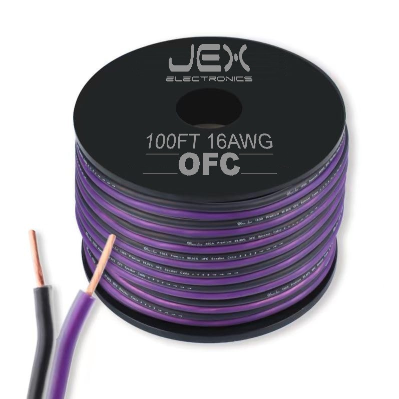 100ft OFC 16AWG Gauge Speaker Cable Wire Spool Premium Oxygen Free Copper