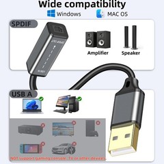 USB A to TOSLINK Optical Audio Adapter,USB Type A to SPDIF Digital Converter …