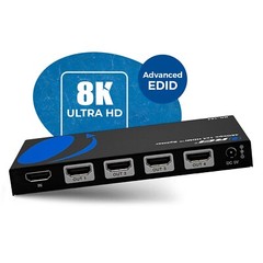 OREI 1×4 HDMI Splitter W/ Audio Out: 1-In 4-Out, UltraHD 8K, EDID (BK-104)