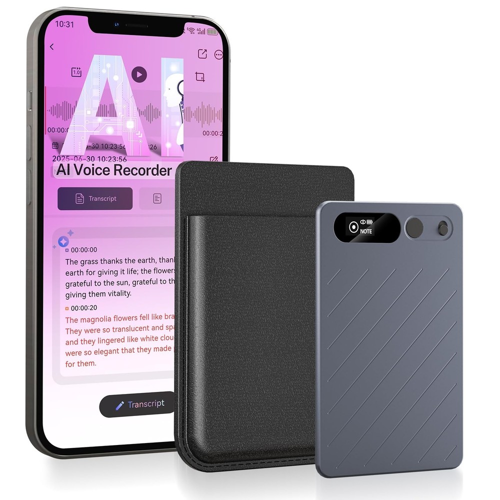 AI Voice Recorder w/Case — 64GB Memory, App Control, GKP9 Recorder Transcr