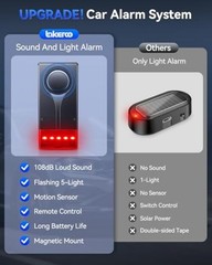 Car Security Alarm with Wireless Remote, 108dB Loud Siren, 3-Level