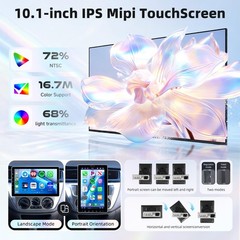 10.1” Single DIN Car Stereo, Wireless CarPlay Android Auto, Rotating Display