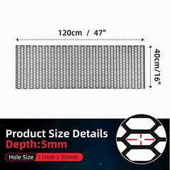 47″x16″ ABS Plastic Universal Car Grill Mesh, 11x30mm Honeycomb Black ABS