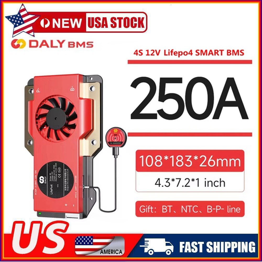 Daly Smart BMS 4S 12V 250A LiFePo4 Battery BMS (Fan) w/Balance+Bluetooth Module