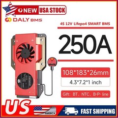 Daly Smart BMS 4S 12V 250A LiFePo4 Battery BMS (Fan) w/Balance+Bluetooth Module