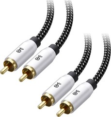 Cable Matters Braided 2-Pack Shielded Subwoofer Cable – 15ft / 4.6m RCA Cord …