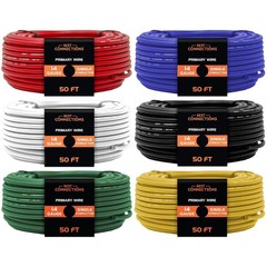14 Gauge Automotive Primary Wire (50Ft Each – 6 Color Bundle Set) Durable Primar