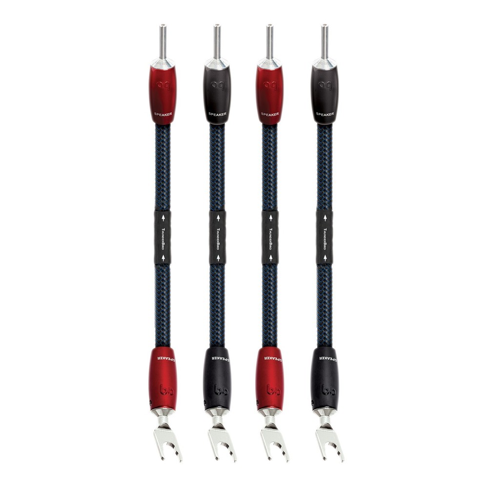 AudioQuest ThunderBird Bi-Wire Speaker Cable Jumpers – Spade to Banana, Set of 4