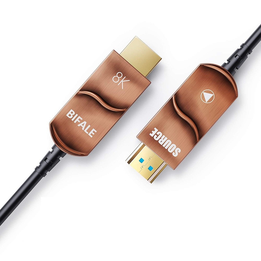 BIFALE 8K Fiber Optic HDMI 2.1 Cable 50ft, Support Fiber-50Feet, Black
