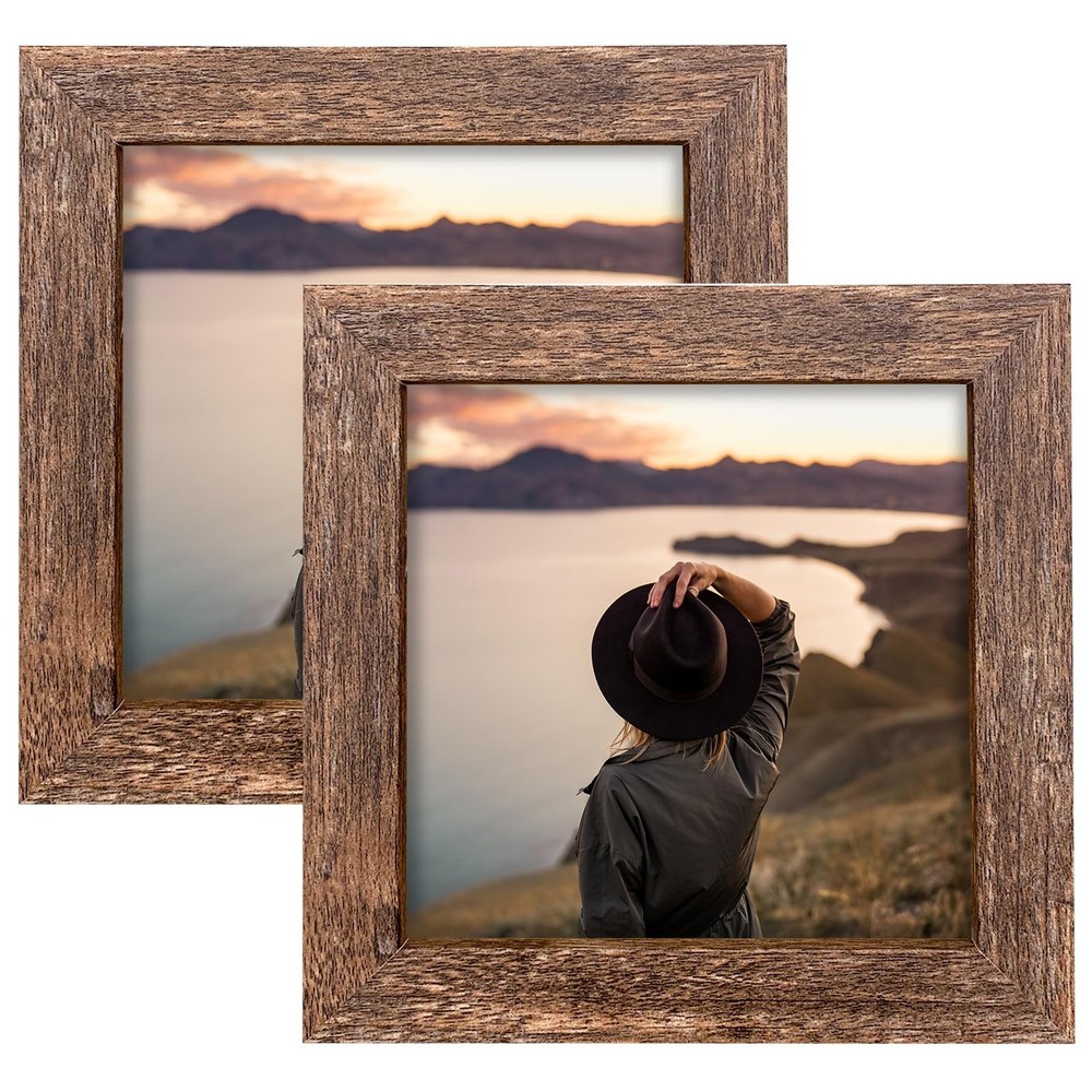LEKAIYA 5×5 Picture Frames Set of 2, Square Rustic 5X5(2pcs), Wood