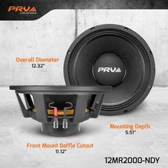 (4) PRV AUDIO 12MR2000-NDY 12” PRO AUDIO 8Ω NEODYMIUM MIDRANGE SPEAKERS (FOUR)
