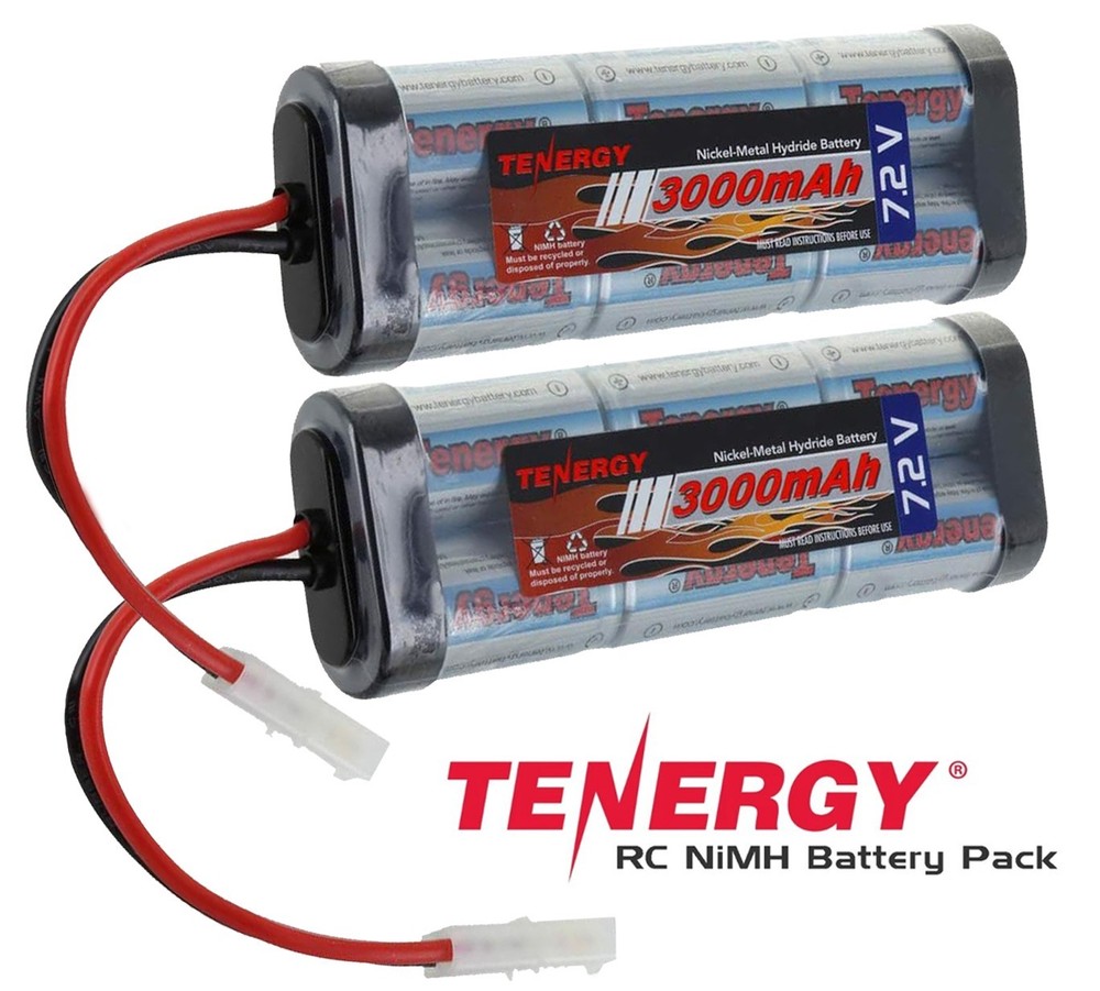 2x Tenergy 7.2V Battery Pack High Capacity 6-Cell 3000mAh NiMH Flat Battery NEW