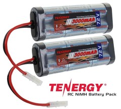 2x Tenergy 7.2V Battery Pack High Capacity 6-Cell 3000mAh NiMH Flat Battery NEW