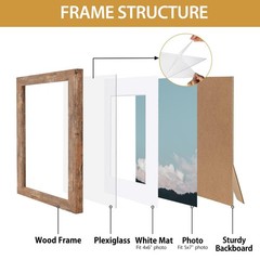 Califortree 5×7 Picture Frame – Can Display Photo 4×6 with 5×7, Rustic Brown